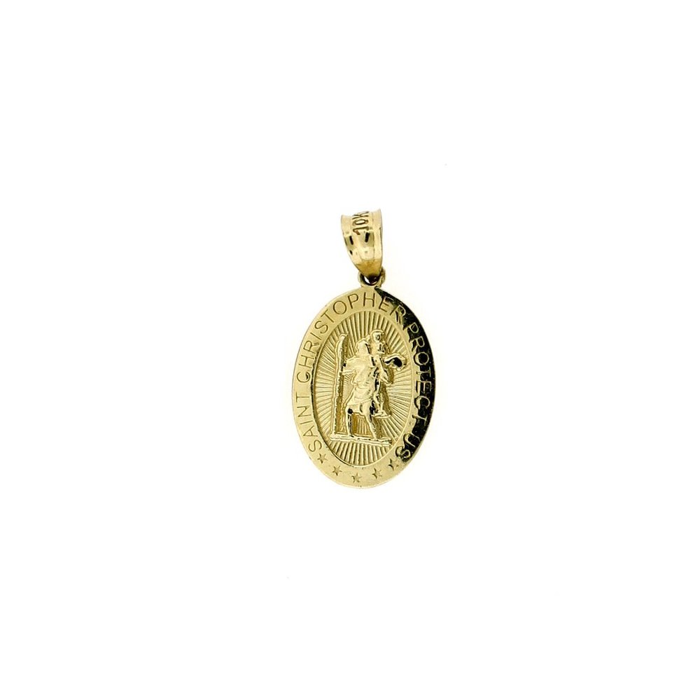 Real 10K Yellow Gold Diamond Cut Saint Christopher Pendant - Picture 6 of 8